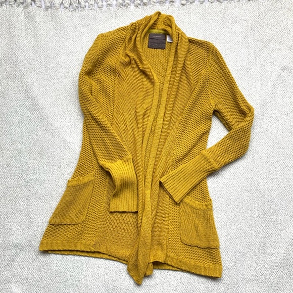 anthropologie yellow cardigan
